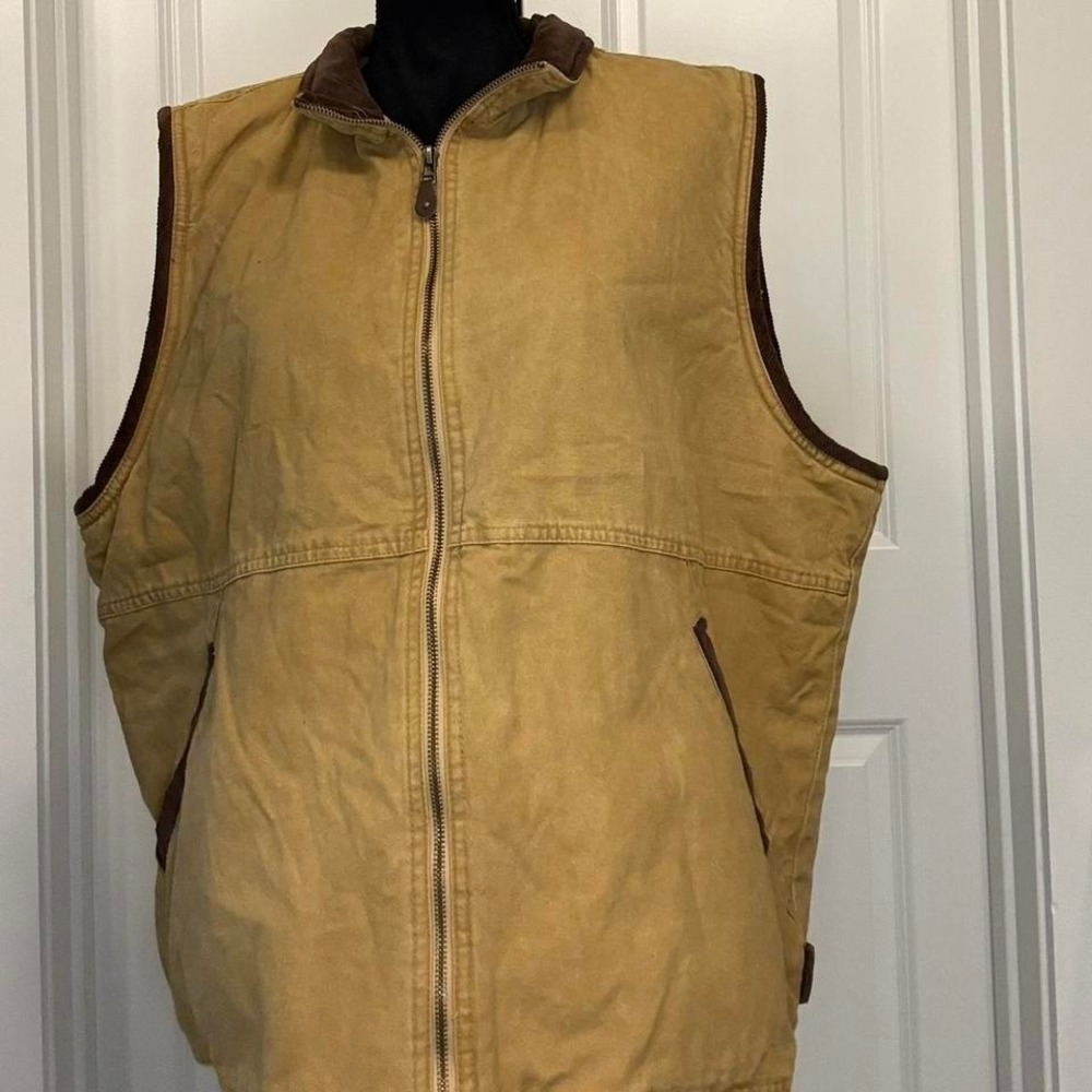 Wrangler Hero Sherpa Lined Workwear Vest‎ | Vintage Tan Canvas | Men's XL